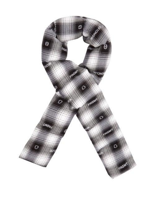 Matchesfashion.com 7 Moncler Fragment - Logo-jacquard Tartan Padded Flannel Scarf - Mens - Black White