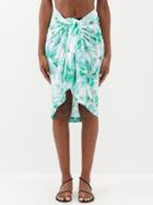 Melissa Odabash - Palm-print Canvas Sarong - Womens - Green Print