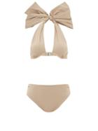 Matchesfashion.com Fendi - Bow Halterneck Bikini - Womens - Beige
