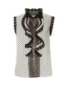 Oscar De La Renta Daisy-print Lace-trimmed Top