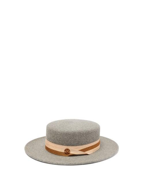 Matchesfashion.com Maison Michel - Kiki Felt Boater Hat - Womens - Grey