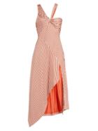 Matchesfashion.com Jonathan Simkhai - Asymmetric Striped Dress - Womens - Red Stripe