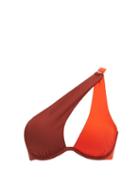 Matchesfashion.com Self-portrait - Asymmetric Two-tone Bikini Top - Womens - Orange Multi