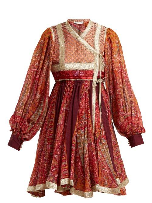 Matchesfashion.com Etro - Bangalore Paisley Print Cotton Blend Wrap Dress - Womens - Burgundy Multi