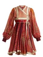 Matchesfashion.com Etro - Bangalore Paisley Print Cotton Blend Wrap Dress - Womens - Burgundy Multi