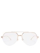 Matchesfashion.com Bottega Veneta - Ridged Metal Aviator Glasses - Womens - Gold