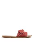 Matchesfashion.com Ancient Greek Sandals - Taygete Bow Embellished Velvet And Leather Slides - Womens - Pink