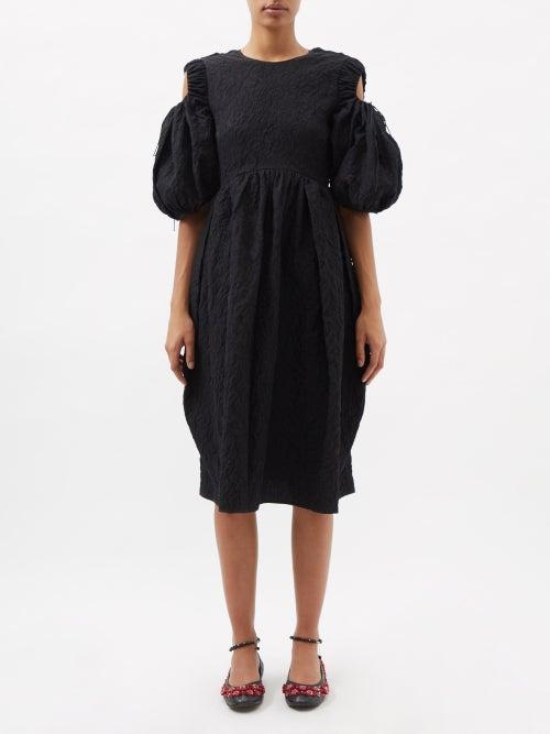 Cecilie Bahnsen - Eero Cutout Matelass Cotton-blend Dress - Womens - Black