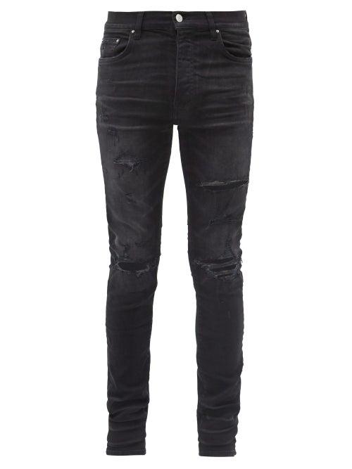 Matchesfashion.com Amiri - Thrasher Plus Distressed Slim-leg Jeans - Mens - Black