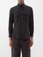 L.e.j - Flap-pocket Silk Crepe De Chine Shirt - Mens - Black