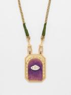 Marie Lichtenberg - Protect You Diamond & 18kt Gold Scapular Necklace - Womens - Purple Multi