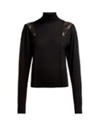Matchesfashion.com Chlo - Lace Insert High Neck Wool Blend Sweater - Womens - Black