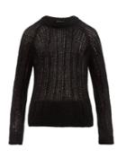 Matchesfashion.com Prada - Garter Lace Knitted Mohair Blend Sweater - Mens - Black