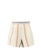 Matchesfashion.com Apiece Apart - Maren Jacquard Stripe Cotton Shorts - Womens - Cream Multi