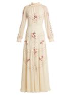 Vilshenko Cara Embroidered Silk-chiffon Gown