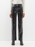 Stand Studio - Sandy Crocodile-effect Faux-leather Trousers - Womens - Black