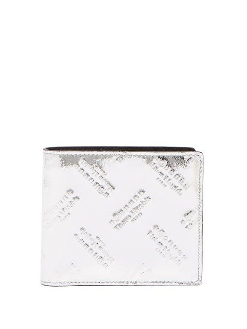 Matchesfashion.com Maison Margiela - Logo Embossed Leather Bi Fold Wallet - Mens - Silver