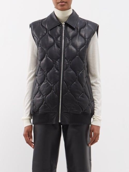Stand Studio - Winter Quilted Faux-leather Gilet - Womens - Black