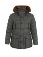 Moncler Rethel Fur-trimmed Quilted-down Wool Coat