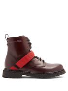 Valentino Lace-up Contrast-strap Leather Boots