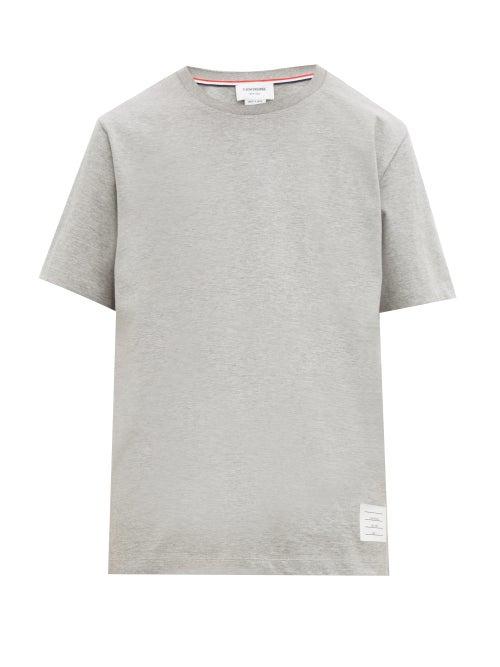 Matchesfashion.com Thom Browne - Slit Hem Cotton T Shirt - Mens - Light Grey