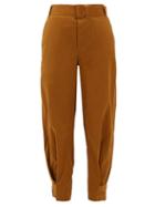 Matchesfashion.com Proenza Schouler White Label - Belted Cotton-blend Chino Trousers - Womens - Brown