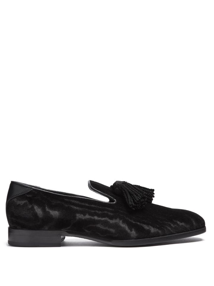Jimmy Choo Foxley Tassel-embellished Velvet Loafers
