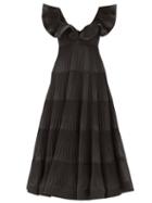 Matchesfashion.com Zimmermann - Lovestruck Flounced Pleated-poplin Dress - Womens - Black
