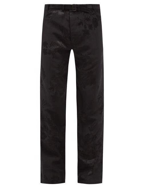 Haider Ackermann - Belted Floral-jacquard Straight-leg Trousers - Mens - Black