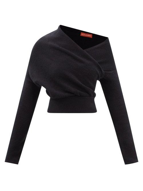 Altuzarra - Eugenia Off-shoulder Cotton-blend Sweater - Womens - Black
