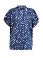 Matchesfashion.com A.p.c. - Suzanne Polka Dot Cotton Blend Blouse - Womens - Navy White