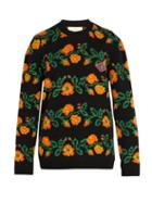 Matchesfashion.com Gucci - Floral Crew Neck Logo Patch Sweater - Mens - Black