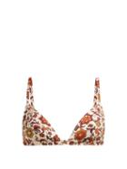 Matchesfashion.com Dodo Bar Or - Rachelle Floral Print Triangle Bikini Top - Womens - Orange Print