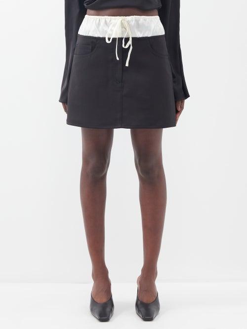 Acne Studios - Ichia Drawstring-waist Twill Mini Skirt - Womens - Black