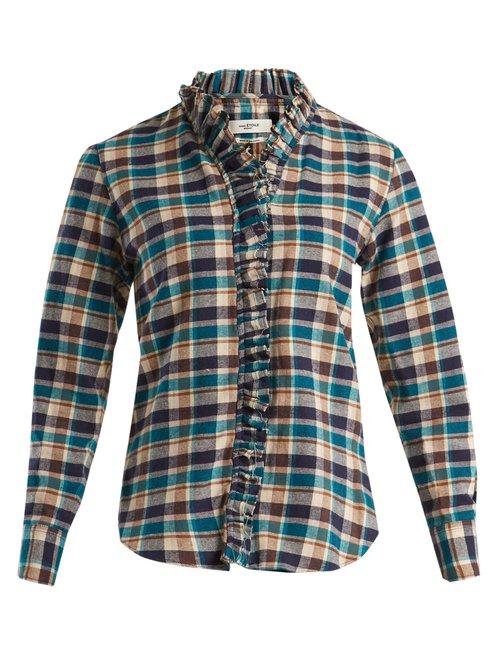 Matchesfashion.com Isabel Marant Toile - Wendy Ruffle Trimmed Checked Cotton Shirt - Womens - Multi
