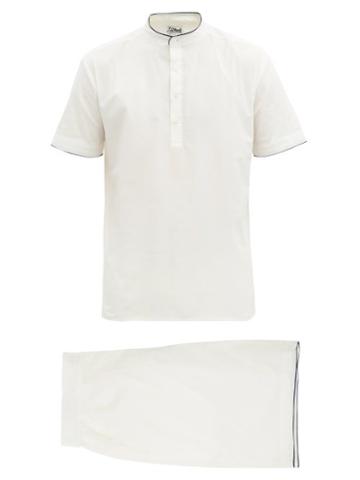 Matchesfashion.com P. Le Moult - Piped Henley Cotton-poplin Pyjamas - Mens - White