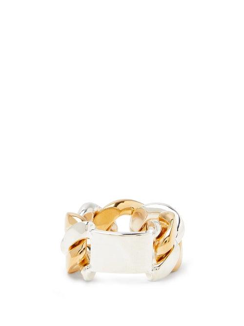 Matchesfashion.com Bottega Veneta - Curb-chain 18kt Gold-plated Sterling-silver Ring - Womens - Silver Gold