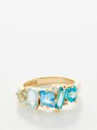Suzanne Kalan - Diamond, Aquamarine, Topaz & 14kt Gold Ring - Womens - Blue Multi
