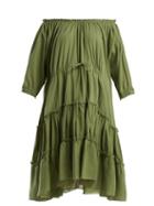 Matchesfashion.com Loup Charmant - Kassos Off The Shoulder Cotton Dress - Womens - Khaki