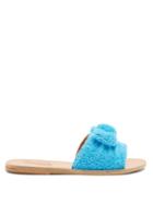Matchesfashion.com Ancient Greek Sandals - Taygete Bow Embellished And Leather Slides - Womens - Blue