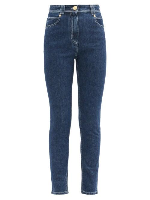 Matchesfashion.com Balmain - Topstitched Slim-leg Jeans - Womens - Denim