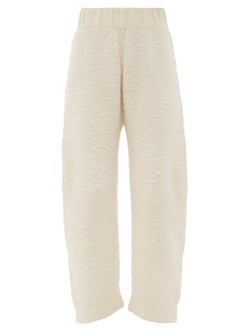 Matchesfashion.com Lauren Manoogian - Bow High-rise Boucl Cotton-blend Trousers - Womens - Cream White