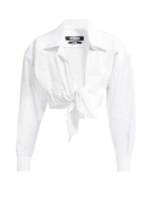 Matchesfashion.com Jacquemus - Pavia Tie Front Cropped Shirt - Womens - White