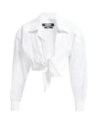 Matchesfashion.com Jacquemus - Pavia Tie Front Cropped Shirt - Womens - White