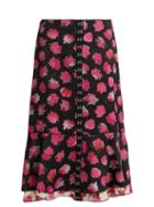 Matchesfashion.com Proenza Schouler - Carnation Print Fluted Midi Skirt - Womens - Black Pink