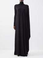 Balenciaga - Asymmetric Draped Stretch-jersey Gown - Womens - Black