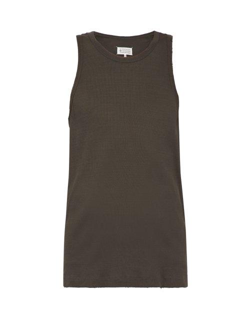 Matchesfashion.com Maison Margiela - Ribbed Knit Cotton Jersey Tank Top - Mens - Black