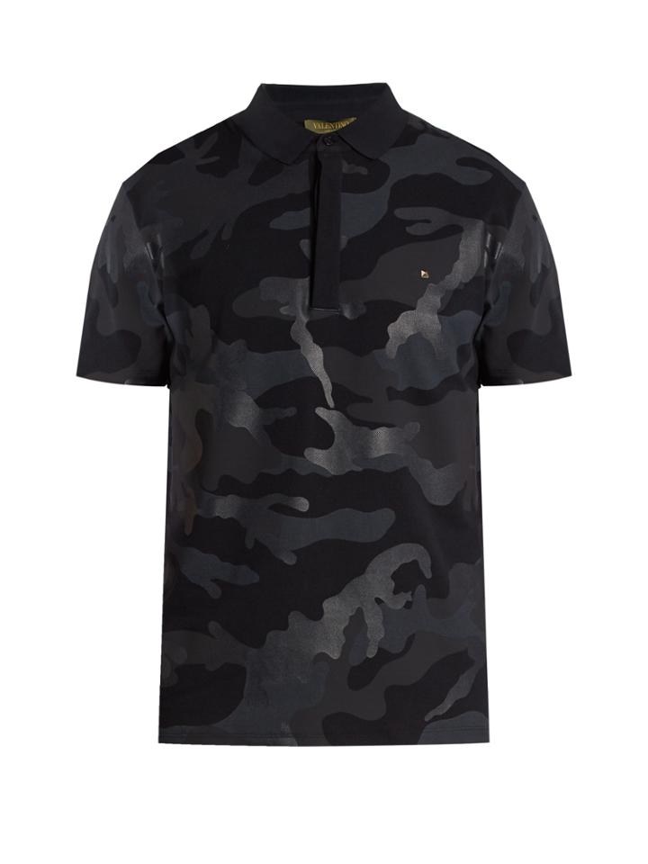 Valentino Camauflage-print Cotton-piqu Polo Shirt