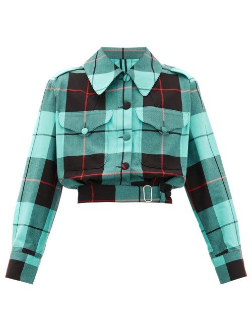 Matchesfashion.com Charles Jeffrey Loverboy - Hamish Tartan-checked Cotton Cropped Jacket - Womens - Green Multi