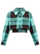 Matchesfashion.com Charles Jeffrey Loverboy - Hamish Tartan-checked Cotton Cropped Jacket - Womens - Green Multi